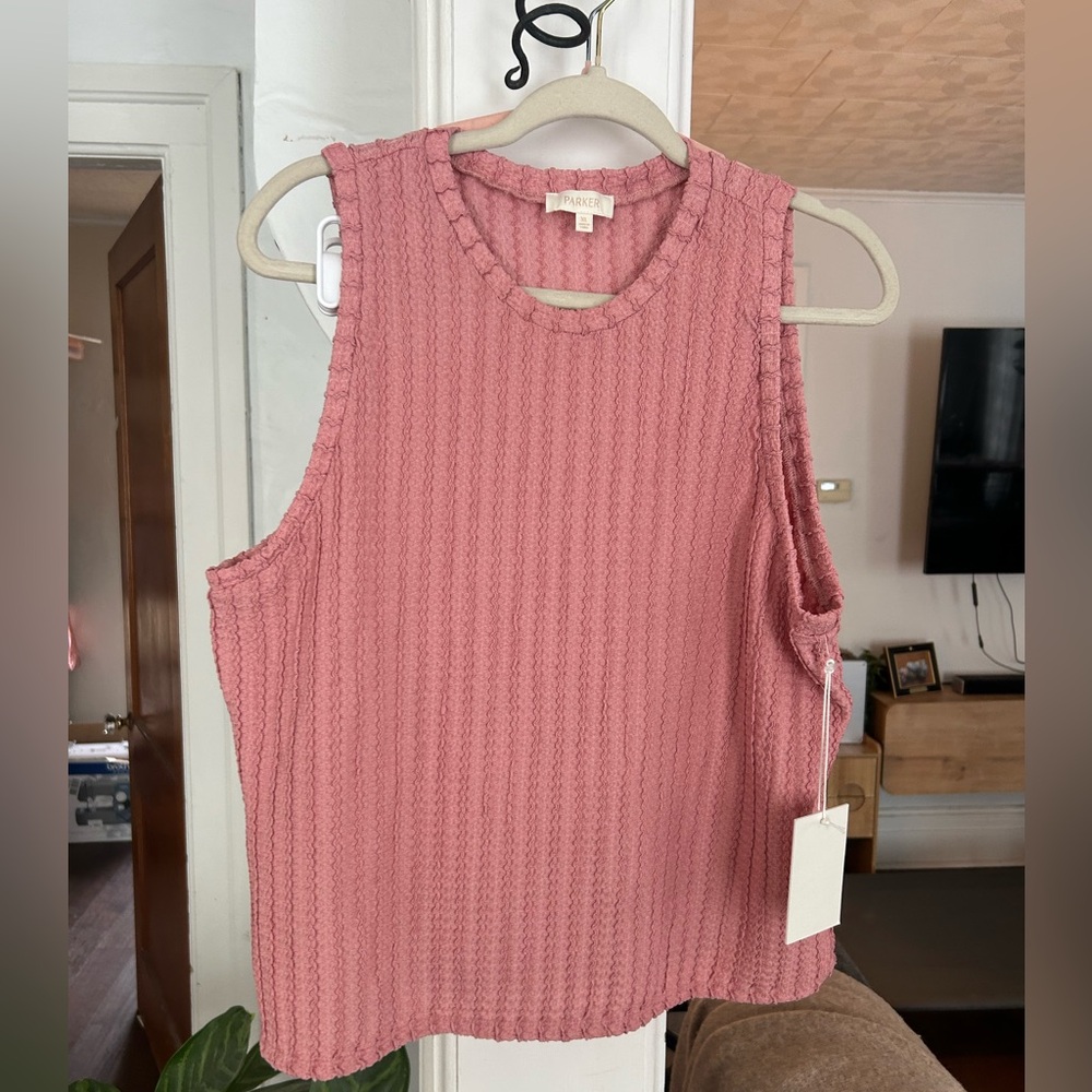 Parker Ribbed Knit Pink Tank Top